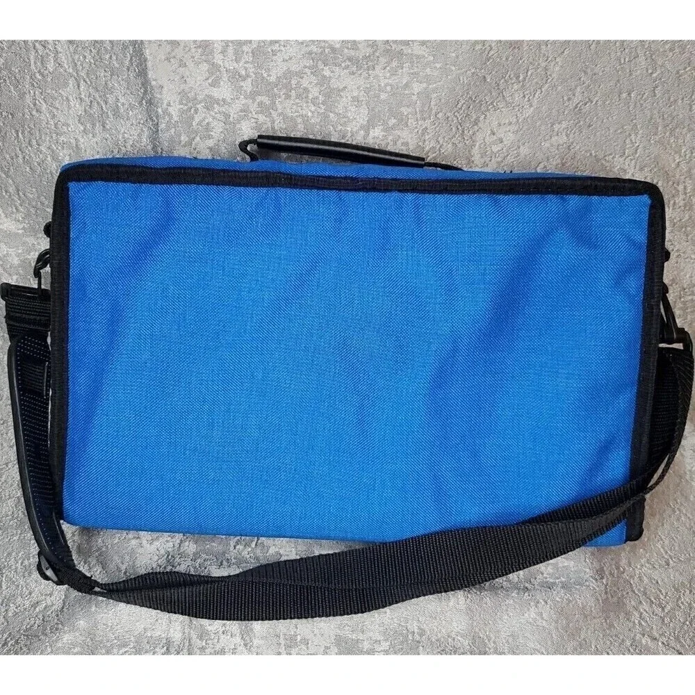 VTG LEBO Cassette Holder Padded Removeable Shell/Strap Blue Zip Pocket Holds 30